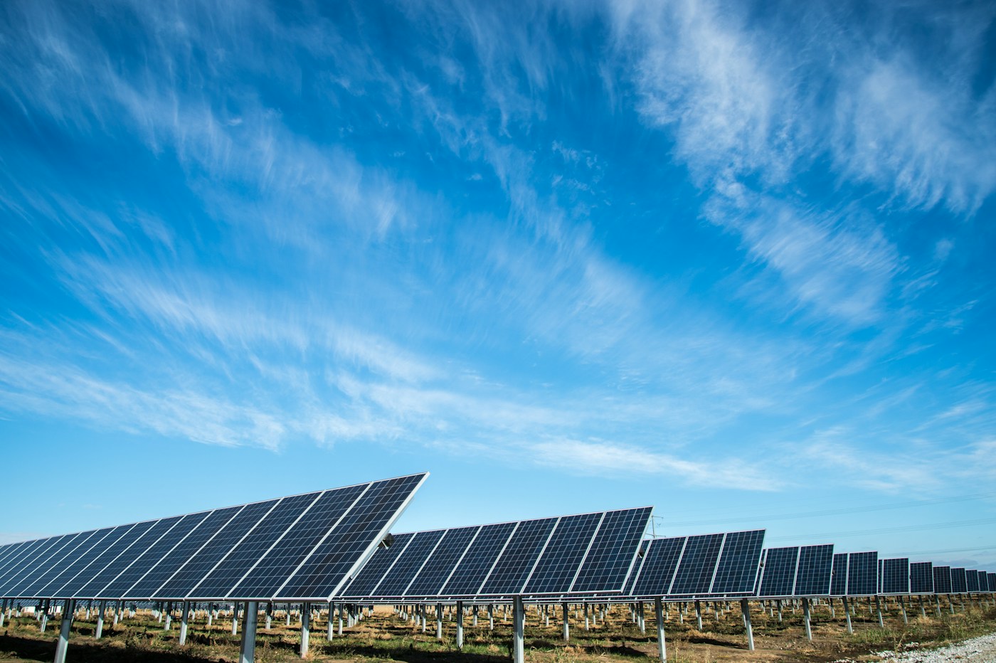 Rows of solar panels collecting sunlight
